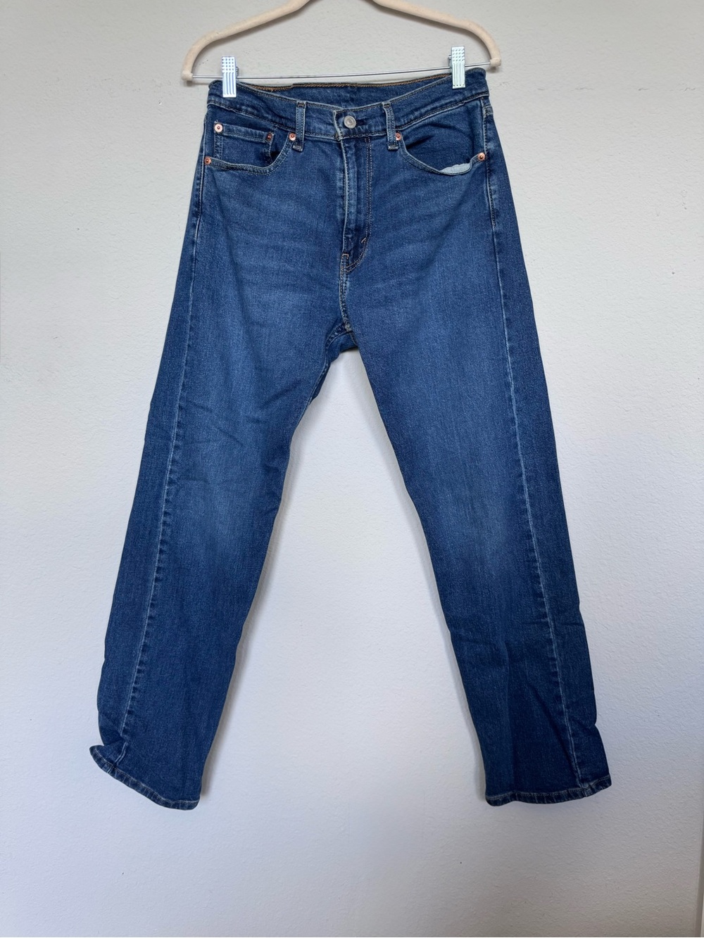 Levi's 505 Regular Fit Straight Leg Jeans Mens 32x32 Medium Wash Stretch Denim